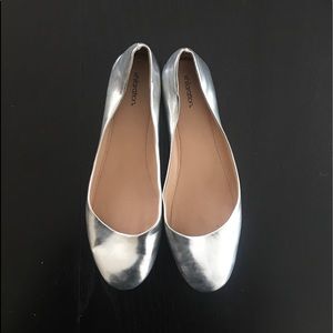 Silver Ballet Flats